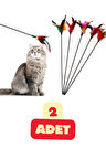 Çıngıraklı Tüylü Kedi Oyun Çubuk Evcil Hayvan Oyuncağı 50 Cm