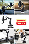 360 Dönebilen Araç İçi Telefon Tutucu Çok Amaçlı Siyah Ayarlanabilir Telefon Aparatı