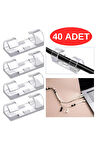 40 Adet Kablo Sabitleyici Yapışkanlı Tutucu Klips Elektrik Kablo Saklayıcı Toplayıcı Set