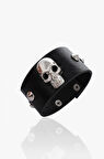 Skull Spike Suni Deri Bileklik