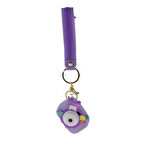 Fotoğraf Makinesi Desenli Anahtarlık Bileklikli Işıklı Mor