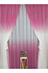 Fuşya Renkli Renk Geçişli Değrade Sağ/Sol Takım Tül Fon Perde