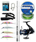 Yek Outdoor Spin Olta Seti Shimano Kamış FX XT Spinning Moderate Fast 2,40m 14-40g 2pc&Shimano Makina Nexave 4000 FI