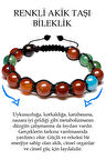 Sertifikalı Renkli Akik Taşı Bileklik - Makrome