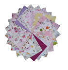 Kız Bebek Çocuk Pembeli - 25x25 Cm 20 Parça Kırkyama Patchwork Pamuklu Kumaş 