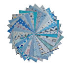25x25 Cm 20 Adet Kırkyama Patchwork Pamuklu Kumaş 40yama Dikiş Hobi - Maviler Serisi