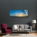 Bulut güneş cam duvar saati