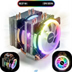 Gabble Cool Storm T90 RGB Çift Fanlı İşlemci Fanı - INTEL Uyumlu Kule Tipi CPU Soğutucu