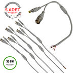 Profesyonel BNC + DC Power Jack Pigtail Kablo 35CM – 5 Uçlu Hazır Kamera Bağlantı Seti – CCTV Güvenlik Sistemi İçin - 5 Adet