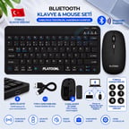 PL-388 Bluetooth Türkçe Q Mini Klavye Mouse Seti Şarjlı Klavye Pilli Mouse