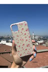 Samsung Galaxy A54 Uyumlu Pembe Çiçekler Tasarımlı Telefon Kılıfı - Krem