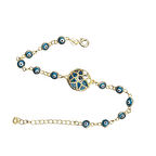 Madam Matmazel Göz Boncuklu Gümüş Kadın Bileklik, 925 Ayar Gerçek Gümüş, Altın Kaplama, Nazar