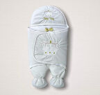 Yenidoğan King Baby Taç Nakışlı Ayaklı Erkek Bebek Kundak Ekru