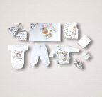 Love Zürafa Nakışlı  10lu Zıbın Takımı Hastane Çıkışı Ekru