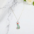 Filistin Bayraklı Özel Tasarım Çelik Kolye Gümüş Rengi