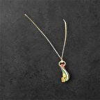 Filistin Bayraklı Özel Tasarım Çelik Kolye Altın Rengi