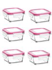Lav Cam Kilitli Saklama Kabı 6'lı Set Kahvaltılık FRS227 Pembe