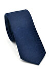 Şal Desenli Lacivert Dokuma Kumaş Mendilli Slim Fit Kravat // SDK-2508-2