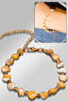 Sertifikalı Amorf Model Açık Turuncu Renkli Sedef Taşı Bileklik (Ayarlamalı)