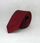 Bordo Çocuk Boy Düz Renk Saten Kravat - CK-11