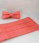 Mercan Çocuk Boy Düz Renk Saten Kuşak Papyon Takım - CKP-22