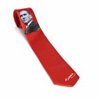 Atatürk ve İmza Desenli Dokuma Kırmızı Kravat - AK-04