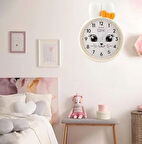  SAATDUKKANDUVAR'DAN ÇOCUK ODASI KREM RENKLİ DUVAR SAATİ  27X39 CM  