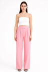 Kadın Pembe Yüksek Bel Cırtlı Palazzo Pantolon