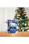 Hello kitty mor elbiseli Porselen Kupa