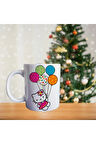 Hello Kitty - Rengarenk Uçan Balonlu Porselen Kupa