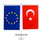 T- Tipi Avrupa ve Türkiye Masa Bayrağı (15'lik)
