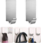 Microcase Güçlü Yapışkanlı Metal Banyo Mutfak Eşya Havlu Vb Ürün Askılığı AL4468 - 2 Adet Gümüş