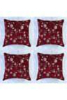 Çiçek Desenli Yastık Kılıfı Çift Taraflı Goblen Kumaş Kapalı Fermuarlı Kırlent 4'lü 40x40