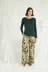 Çiçek Ve Yaprak Desenli Pijama Takımı