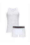 Erkek Beyaz Atlet ve Boxer 2'li Set, Modal & Pamuklu & Likralı