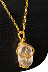 Sertifikalı Gold Tel Sargılı Kristal Kuvars Taşı Kolye