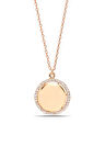 Kadın Yuvarlak Plaka Tasarım 925 Ayar Gümüş Kolye