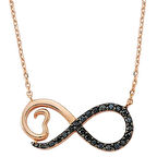 Rose Siyah Taşlı Sonsuzluk Gümüş Kolye GMS07