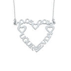 Harem Altın İki İsimli Kalpli Gümüş Kolye GMS1288