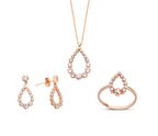 Elmas Montür Süzme Damla Rose Gümüş Set GMS138