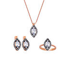 Harem Altın Markiz Pırlanta Montür Gümüş Set GMS149