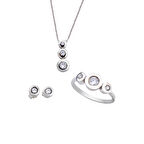 Pırlanta Montür Sıvama Tria Beyaz Gümüş Set  GMS154