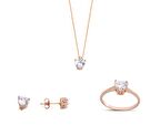 Harem Altın Tektaş Kalp Rose Gümüş Set  GMS160