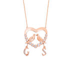 Su Yolu Kalpli Harfli Gümüş Kolye  GMS1619