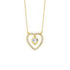 Sallantı Kalp Taşlı Kalpli Gümüş Kolye  GMS1688