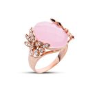 Çicek Bahçesi Pembe Kuvars Taşı Rose Yüzük  GMS178