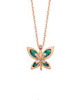 Zümrüt Taşlı Kelebek Gümüş Kolye GMS1812