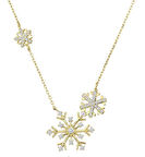 Üçlü Kar Tanesi Gümüş Sarı Kolye GMS1868