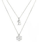 Harem Altın Harfli Kar Tanesi Çift Zincirli Gümüş Beyaz Kolye GMS1869