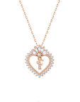 Baget Taşlı Kalpli Harfli Gümüş Rose Kolye GMS1909